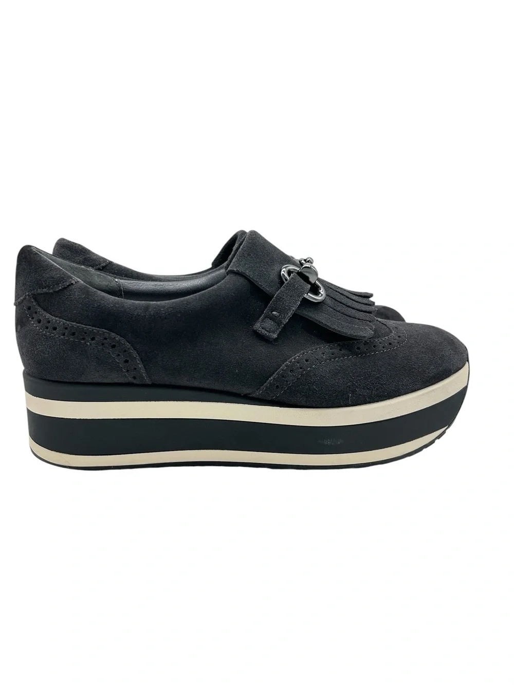 Dolce Vita Jhax Platform Sneaker Loafers Size 9 Light Black Suede Kiltie Fringe